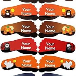 Smile Labels | Personalized Waterproof Shoe Labels for School Kids – Pack of 24 (12 Pairs) Shoe Name Stickers (Size: 50mm x 22mm). (Spooky)-image-85
