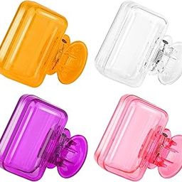 4 Pack Travel Toothbrush Head Covers Toothbrush Protector Cap Brush Pod Case Protective Portable Plastic Clip for Household Travel, Bathroom, Business, Camping, School (Orange, Purple, Pink, Clear)-picture-12