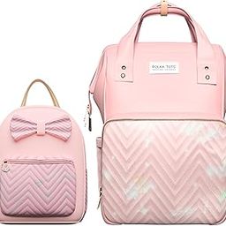 POLKA TOTS MamaMini Luxe Duo Diaper Backpack with Baby Bag- Diaper Bag Combo for Moms- Spacious Storage of 15 Pockets, Insulated Bottle Holder, Water-Resistant Fabric, 0-3 Year (Peach, 65X35X12cm)-23