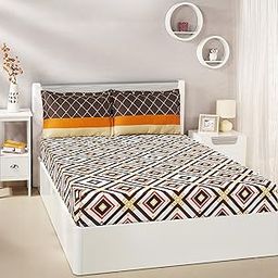 Amazon Brand - Solimo Diamond Dreams 144 TC Cotton Double Bedsheet with 2 Complimentary Pillow Covers - Brown-image-52