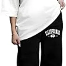 my swag Women's Graphic Print Cotton Loungewear Set, White T-Shirt and Pants, Casual Sleepwear-picture-11