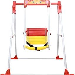 BABYBLESSING Garden Swing|Single Seater|Swing For School,Terrace, Garden|Adjustable Ropes And Ground Pegs|With Safety Locks|Durable|Red&Yellow|Alloy Steel, 103.5 CM-image-49
