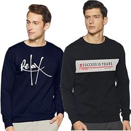 Men's Cotton Blend Round Neck Regular Fit Sweatshirt Combo Pack of 2 1121, X_Large (Multicolour)-picture-29