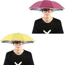 Hat Umbrella for Kids, Girls and Boys 2Pcs Yellow & Maroon Color Cap Hat Umbrella for Adults,Women,Men (Pack of 2) Yellow & Maroon-image-35