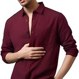 Men's Solid Slim Fit Cotton Casual Shirt with Spread Collar & Full Sleeves-image-86
