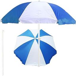 RAINPOPSON Garden Umbrella 7ft/42In Outdoor Big Size Canopy Patio Garden Umbrella (Blue White)-image-32