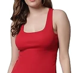 kex Premium Red Racerback Tank Top for Women's & Girl's - XL Size | Soft & Breathable Fabric, Red Tank Top | Sleeveless Slim Fit Casual Sports Vest | Cotton Blend Gym, Yoga & Everyday Wear-picture-0