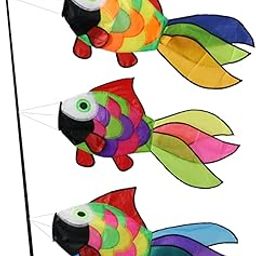 9KM DWLIFE 3Pcs Rainbow Fish Windsock Cute Wind Spinner 32 Inch Outdoor Hanging-image-70