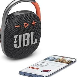 JBL Clip 4, Wireless Ultra Portable Bluetooth Speaker, Pro Sound, Integrated Carabiner, Vibrant Colors with Rugged Fabric Design, Dust & Waterproof, Type C (Without Mic, Black & Orange)-4