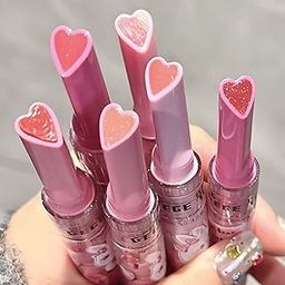 Gege Bear Flower Garden Lip Gloss | Branded Light Feel with Non-Sticky Shine | Chocolate Brown, Cherry Red & Red Lip Color | Glossy, Long-Lasting Crayon-Like Finish | Best Lipstick for Women with Heart Tip (02#Coral Charm, 2g)-image-52