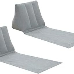 SAZ DEKOR 2pcs Inflating Beach Camping Lounger Back Pillow Cushion Chair Air Bed Gray-image-28