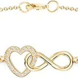 Adjustable Stylish Infinity Sign With Love Heart Black Beads Mangalsutra Brass Bracelet for Women-image-64