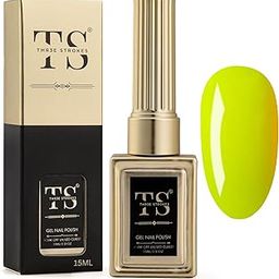 THR3E STROKES HEMA FREE Neon yellow Nail Polish, 1 Pcs 15ml Soak Off Gel Polish Nail Art Manicure Salon DIY Gel Nail Design Decoration at Home Nails Manicure Kit Gift (MACHIN SE SUKHENGI)(UV LAMP NEEDED) (47-Citrine, 15ML)-15