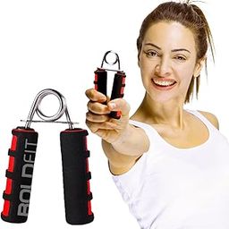 Boldfit Hand Grip Strengthener with Foam Handle, Hand Gripper for Men & Women for Gym Workout Exercise Equipment to Use in Home for Forearm Exercise, Finger Power Gripper Red-Black-17