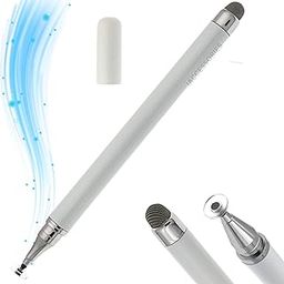 2-Way Universal Silicone Fine Point Disc Tip & Round Fiber Stylus Pen for iOS & Android Phones, Tablet - White-8