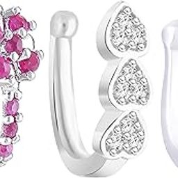 Studio Gold-Plated & Rhodium AD-Studded Ethnic Nose pins Without Peircing For Women-image-47
