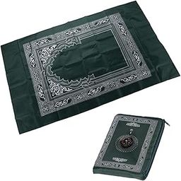 MYADDICTION Muslim Prayer Rug Polyester Portable Braided Mats Simply Print Dark Green-image-43