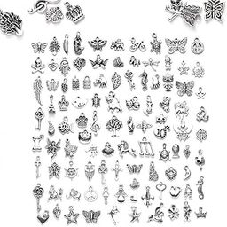 Zibuyu® Charms for Jewellery Making Kit Accessories Silver Metal Pendants charms for bracelet making DIY Charms for Necklace Bracelets Pendent for Making Jewelry and Crafting Gift - 100 Pcs-image-99