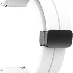 22MM Silicone Strap with Folding Magnetic Lock Compatible with Samsung Galaxy Watch 3 45mm/ Galaxy Watch 46mm/Gear S3 Classic/Frontier Compatible All 22MM Watches(Only Strap)-White-image-76