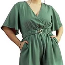 CURVE jumpsuits for women Green Playsuit with Elastic Waist Belt-picture-37