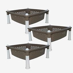 Simply Home Sorto Multipurpose Plastic Storage Rack | 1 Shelf Stackable Organizer Basket Rack for Fruits,Vegetables, Stationery, Toys | Kitchen, Home & Office Use |Pack of 3 | Coffee-image-95