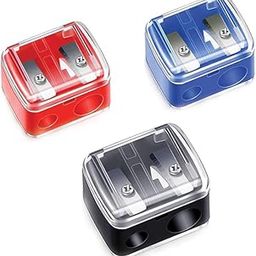 KIRA Makeup Pencil Sharpeners with Cover and Dual Holes Uses for Eyeliner, Lip Pencil, Eyebrow Pencil and Mini Pocket Pencil Sharpener Accessory (Pack of 3) (Multicolour)-image-11