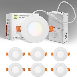ASD - 3 Inch LED Recessed Light | 2700K/3000K/3500K/4000K/5000K, 6W 30W Eqv | Ultra Thin Dimmable Ceiling Lights with J Box, Canless Wafer Downlight | Slim Round Lighting-image-6