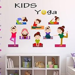 HAPPYSTICKY Kids Yoga Large Vinyl Wallsticker for Home Decoration (100 cm x 75 cm) 57-HAP-LM-3241-image-62