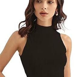 Women's Ribbed Sleeveless Crop Top | High Neck Fitted Tank Top | Soft Stretchable Fabric | Casual-image-65