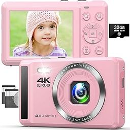 4K Digital Cameras for Photography - 44MP UHD Point and Shoot Camera for Kids - Autofocus Small Compact Cameras 16X Zoom - Portable Vlogging Camera with 32GB Card and 2 Batteries-picture-30
