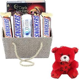 SFU E Com Delicious Chocolates Gift Hamper | Valentine Teddy Bear With Chocolate Combo | Valentine Chocolate Hamper | 1055-2