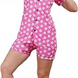 SSPLORR Printed Ultrasoft Night Suit for Women - Digital Print Satin Shirt Top and Short Set with Shorts for Honeymmon Casual Wedding Valentine Party Festive Regular Wear-image-40
