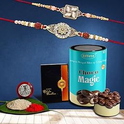 DeoDap Rakhi (K2_425+426_CM) & Chocolate Magic, Rakhi for brother with gift, Rakhi with chocolate, rakhi combo for brother, Set of 2 Rakhi, Effete Chocolate-image-44