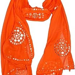 Plastic Mirror Work Embroidered Chiffon Dupatta for Women & Girls-picture-17