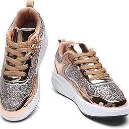 Women's Walking Shoes Glitter Comfort Lightweight Wedge Platform Athletic Tennis Sneakers-image-37