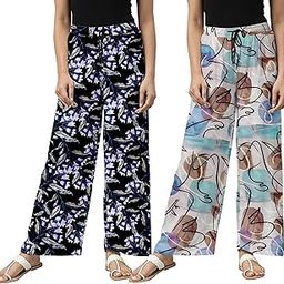 Cotton Women All-Over Printed Drawstring Waist Relaxed Pyjamas (PACK OF 2)-image-36