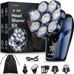 Bazivve Head Shavers For Bald Men, 8D Electric Bald Head Shaver With Nose Hair Trimmer, Upgrade Waterproof Rotary Shaver Grooming Kit, Hair Clippers With LED Display-image-53