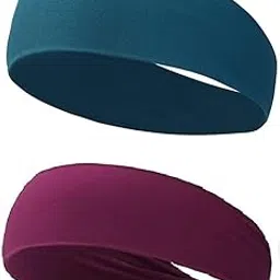 caiuse 2 Pack Running Headbands for Men Sweatbands Sports Sweat Bands Workout Thin Fitness Gym Yoga Headband Men - Athletic Headbands Men Cycling Sweat Band, (Peacock Maroon)-picture-19