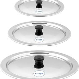 Kitdor Glossy Steel Lids for Utensils with Knobs | Melt-Free with a Good Gripsteel Lid for Kadai and Other Utensils | Round, Rust Resistant Steel (3 Pcs Set, Small)-picture-27