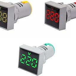 SP Electron AC 60-500V Digital Voltmeter LED Indicator Square Signal Light Lamp (Red, Yellow, Green)-2