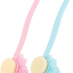HARRODS 2 IN 1 Back Body Bath Brush with Bristles and Loofah Back Scrubber with Curved Long Handled for Skin Exfoliating Bath, Massage Bristles Suitable for Wet or Dry, Men and Women - Pack of 2-12