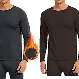 Men's Thermal Classic Fit Upper Top-Round-Neck Cotton Solid Sweaters for Men,Full Sleeves Winter Wear Suit for Infants 100% Warm Thermal Pack of 2 (Black::Brown)_OSJBI139_85-picture-50