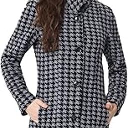 Dark Grey Houndstooth Single Breasted Long Coat_M-image-75