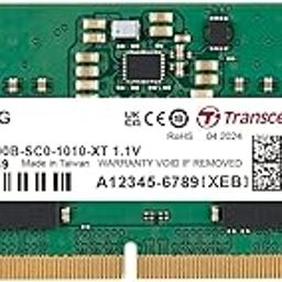 Transcend JetRam 8GB (1x8GB) (1Rx16) DDR5-5600 CL46 1.1V Green SO-DIMM Laptop Memory #JM5600ASG-8G-10