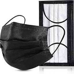 Black Disposable Face Masks 4 Layers Protection 50Pcs, Adult Dust Mask Comfortable Protective Masks-22