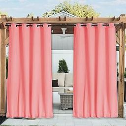 Duronet - Waterproof & Sun Blockage Top & Bottom Eyelete & Back Tab Fixed Windproof Blackout Outdoor Curtains (Pink, 4.5 X 6 Feet, Polyester), 1 Piece Curtain-image-70