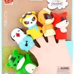 Cots and Cuddles 5pc Cute Quirky Cartoon Animals Soft Finger Puppet Toy for Kids Imaginative Play and Story Telling-85