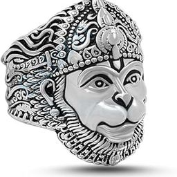Men's Silver Plated Stainless Steel Chain with Hanuman Pendant (Hanuman Face ring)-picture-2