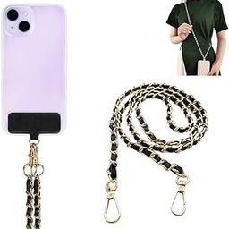 Kidoca Lanyard for Cell Phone Crossbody Hanging Chain Sling Mobile Holder Around Neck to Carry iPhone & Smartphone with Detachable Crossbody Shoulder Strap for Girls Braided Gold Chain-picture-10