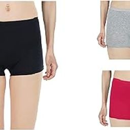 Pack of 3 Pure Cotton Stretchable Multicolor Broad Elastic Boy Short Panties-Free One Pair Transparent Bra Strap-image-51